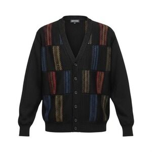 Greenfield Mens Vintage Y2K Dad Sweater Cardigan Navy/Multi Size 56 UK / 46 US